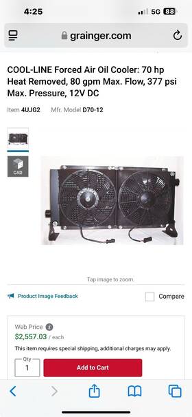 D70-12 Cool-line Forced Air Oil Cooler 70 Hp Heat Removed 80 Gpm Max. Flow 377 Psi Max