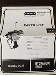 Stanley DL22 Drill Parts Book Hydraulic Powered Catalog Manual List Guide. Fixed Price $22.49.