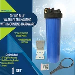 20" Big Blue Housing For Whole House Water Filtration System, 1 Brass Port. Fixed Price $52.99.